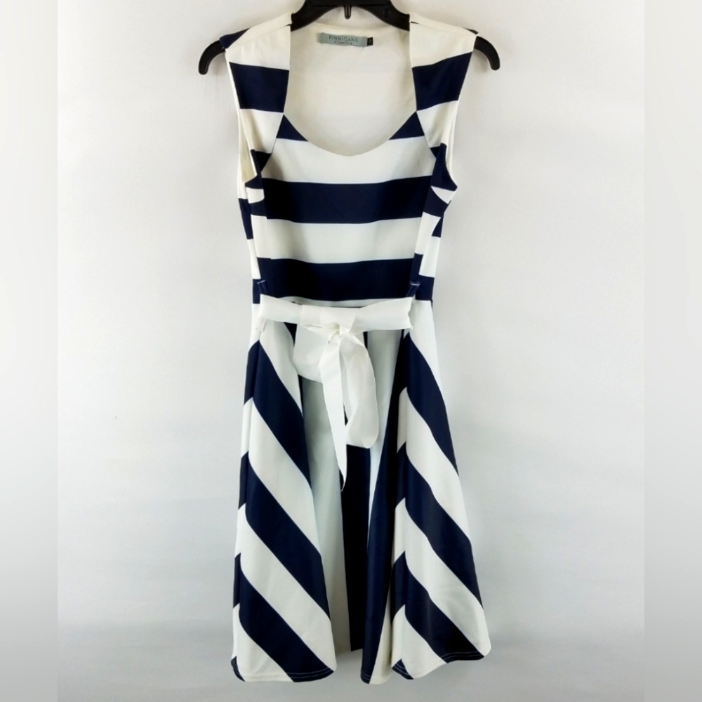 Finnigans Women Black & White Stripe Dress Medium